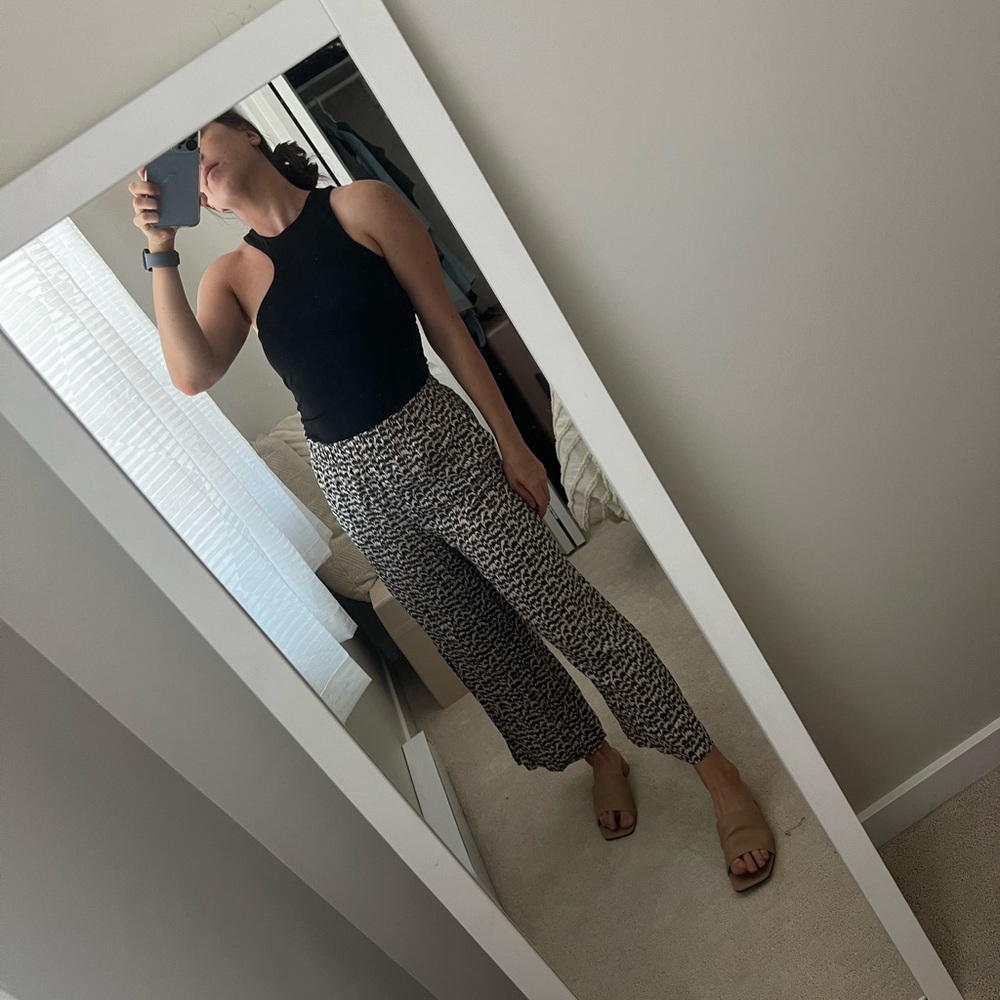Leopard Print Ankle Length Wide-Leg Pants